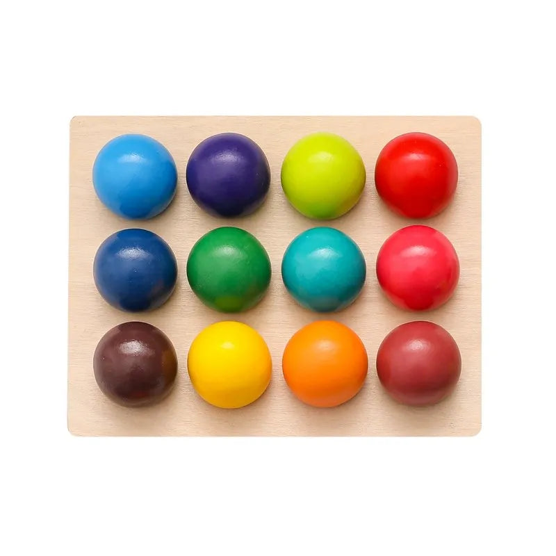 Jouets Montessori en bois pour enfants, éducation précoce, jouet préscolaire, boule arc-en-ciel, jeu sensoriel assorti, planche de tri cognitive des couleurs -  Mon Jouet Montessori