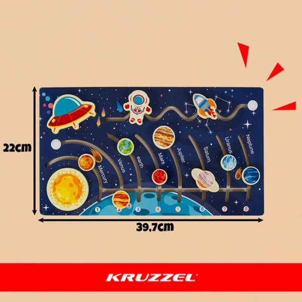Détails et finitions en bois du puzzle système solaire