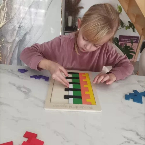 Puzzle tangram en bois avec formes géométriques Montessori

