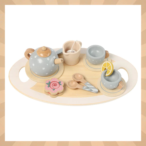Service à thé en bois pour enfants Montessori avec accessoires
